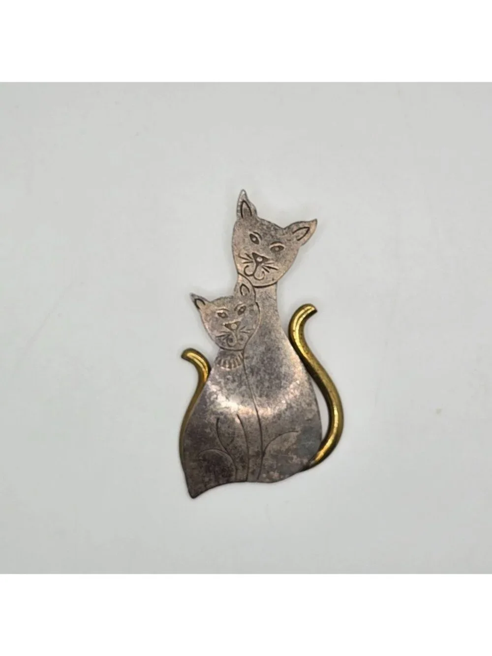 Sterling Silver Cat Brooch Vintage 925 Signed Kitten Kitty Pin Jewelry 12g